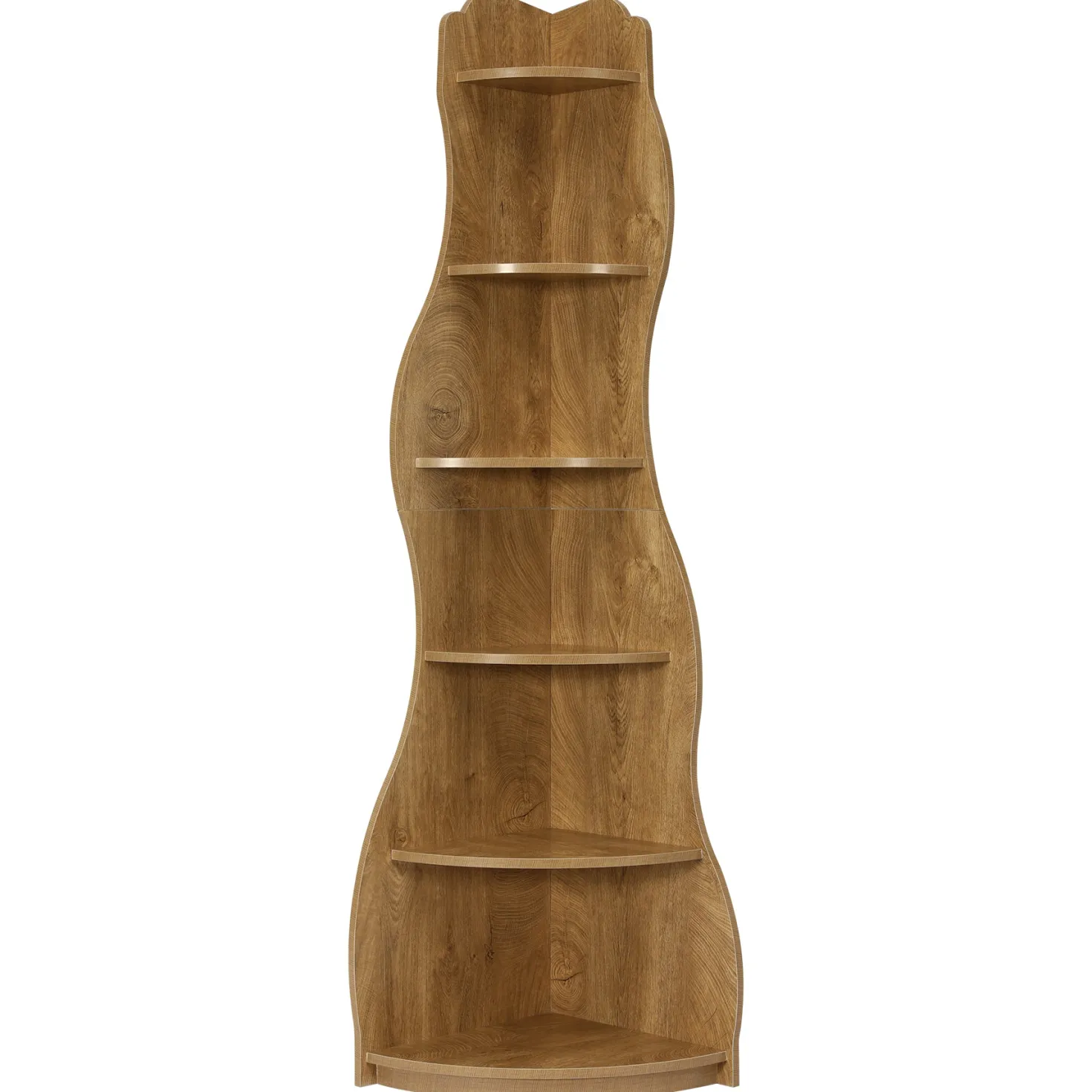 6-Tier Corner Shelf Stand, Tall Bookshelf with Curvy Shape for Living Room