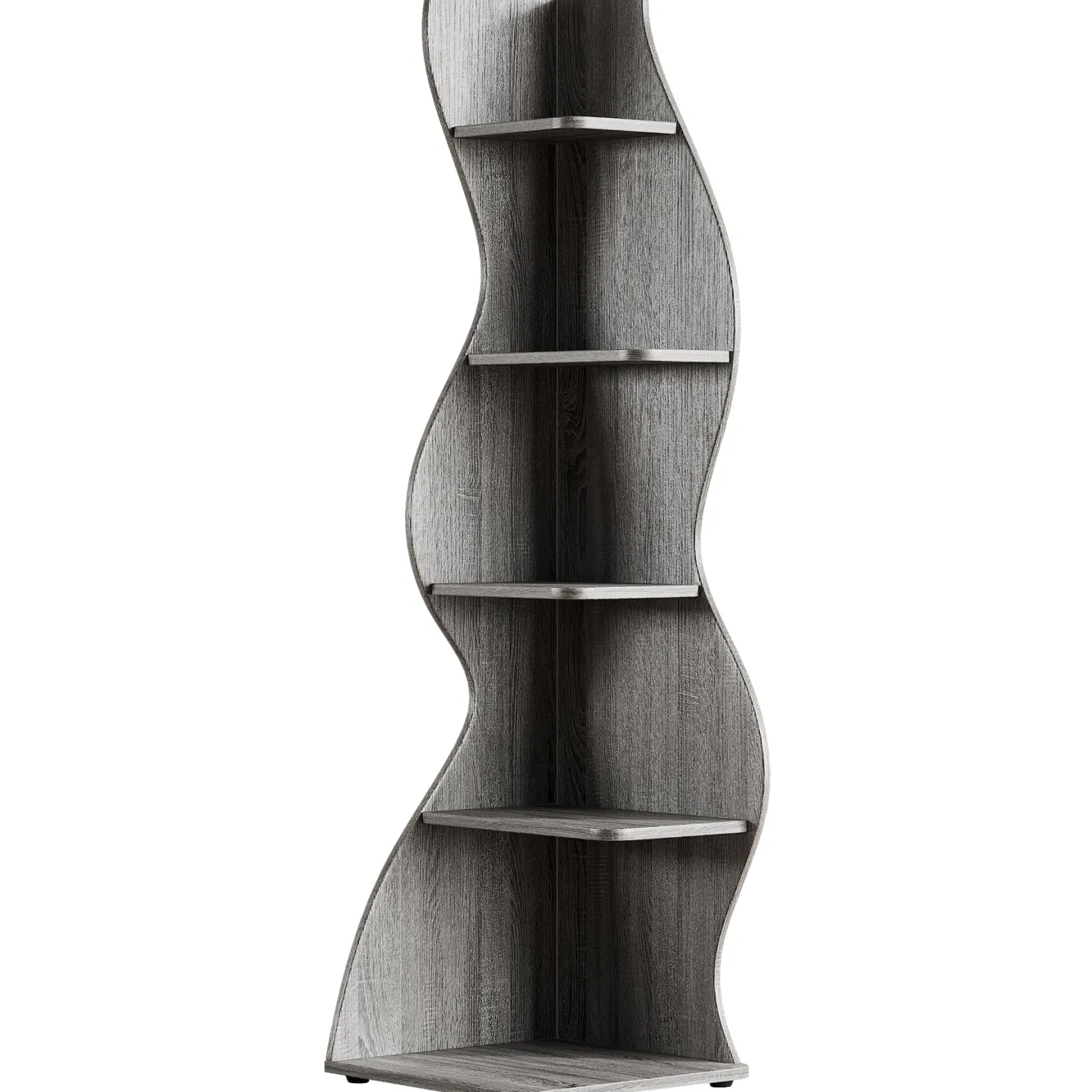 5-Tier Corner Shelf, Wavy Bookshelf Bookcase Display Rack for Home Office