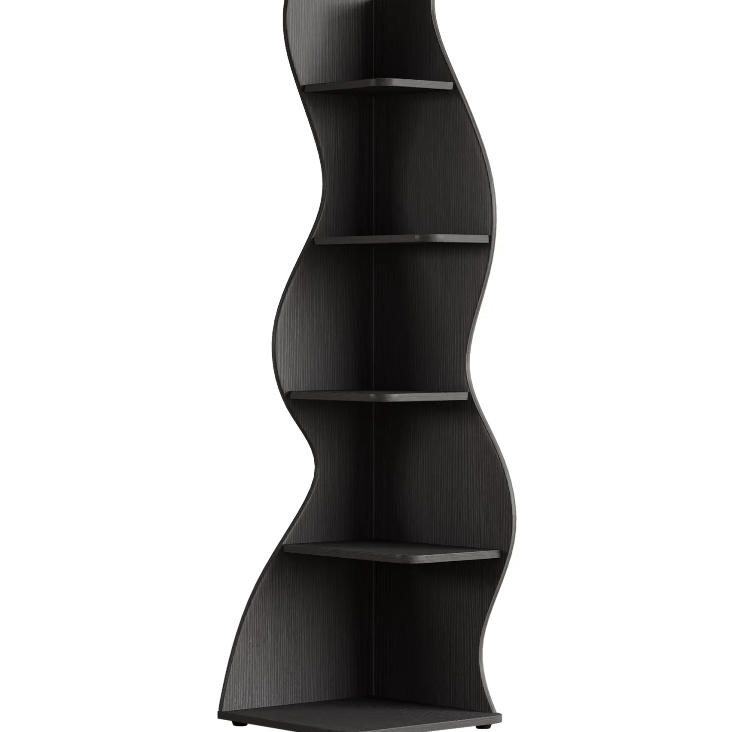 5-Tier Corner Shelf, Wavy Bookshelf Bookcase Display Rack for Home Office