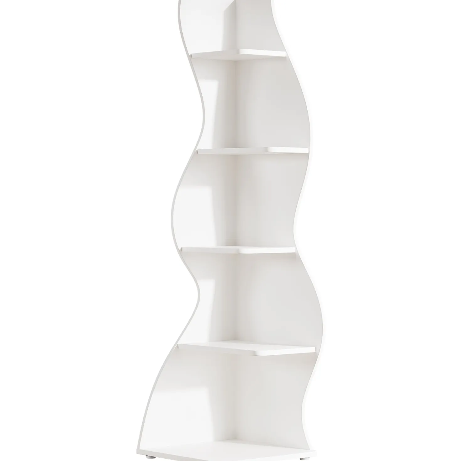 5-Tier Corner Shelf, Wavy Bookshelf Bookcase Display Rack for Home Office