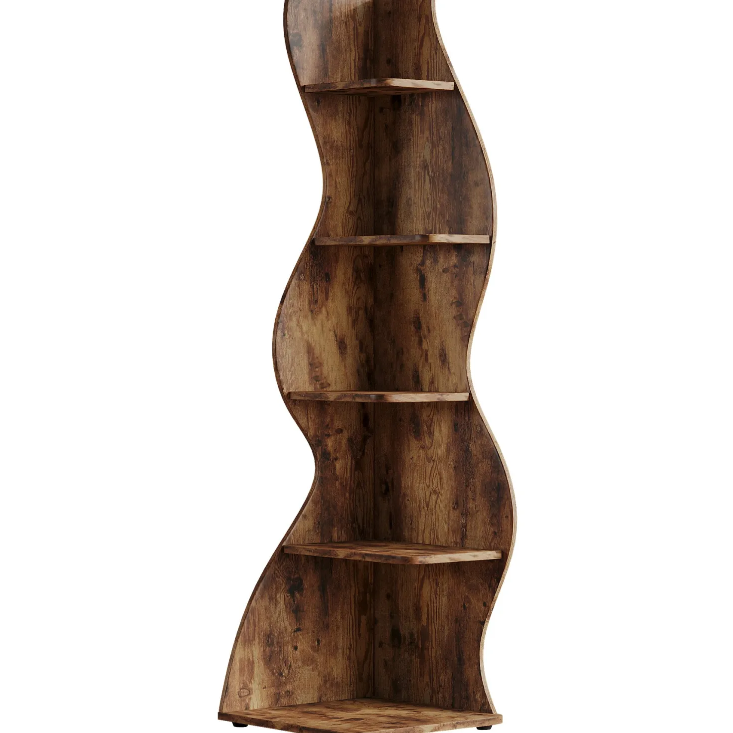 5-Tier Corner Shelf, Wavy Bookshelf Bookcase Display Rack for Home Office