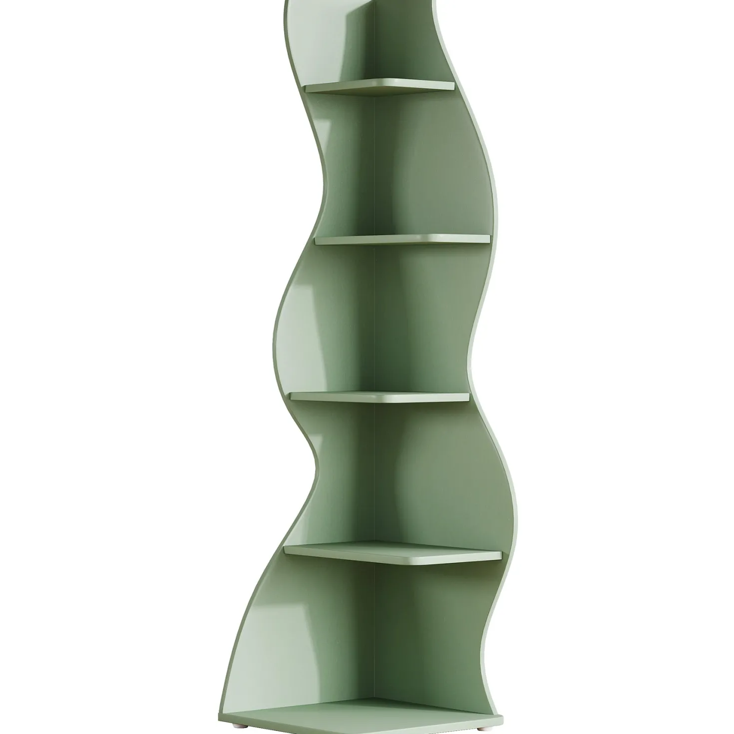 5-Tier Corner Shelf, Wavy Bookshelf Bookcase Display Rack for Home Office