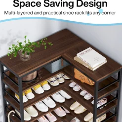 9-Tier Corner Shoe Rack, Freestanding Shoe Storage Shelf