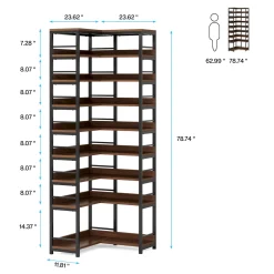 9-Tier Corner Shoe Rack, Freestanding Shoe Storage Shelf