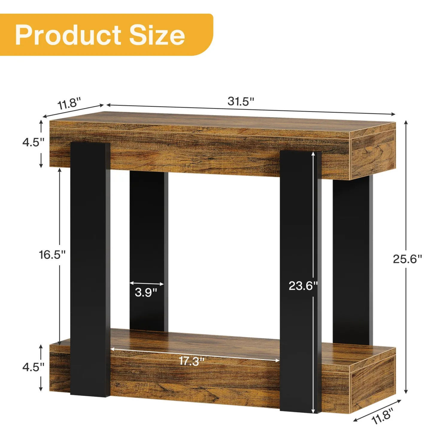 2-Tier End Table, Farmhouse Side Table with Storage Shelf for Living Room