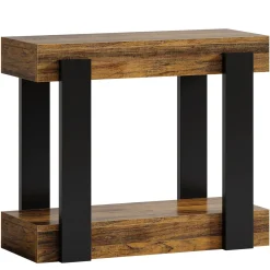 2-Tier End Table, Farmhouse Side Table with Storage Shelf for Living Room