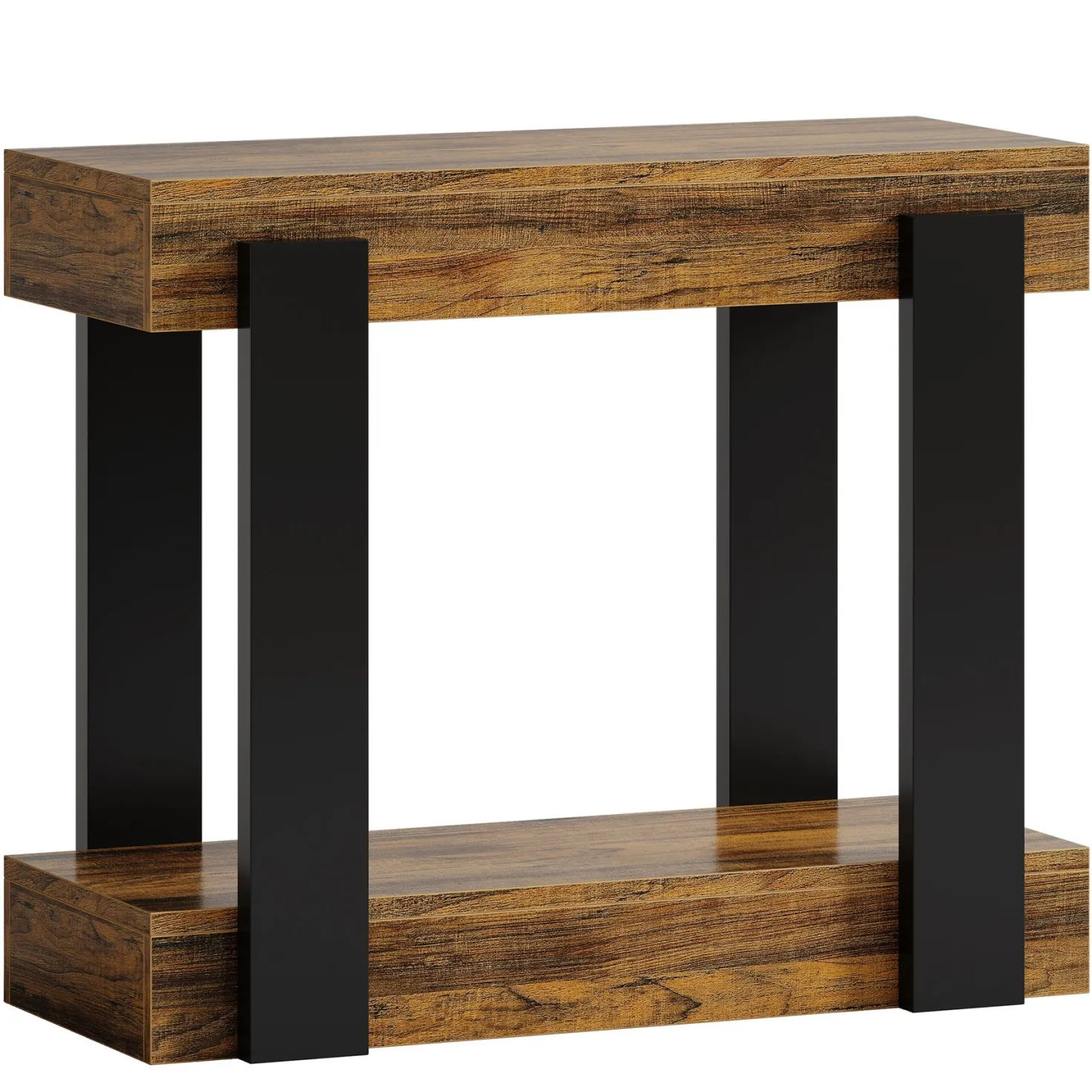 2-Tier End Table, Farmhouse Side Table with Storage Shelf for Living Room
