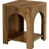 2-Tier End Table, Farmhouse Square Side Table with Arch Design