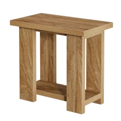 2-Tier End Table, Farmhouse Side Table with Storage Shelves for Small Space