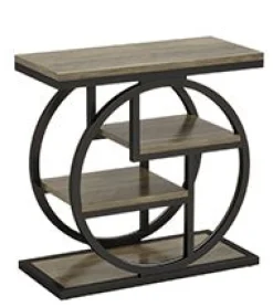 4-Tier End Table, Industrial Side Table with Storage Shelves for Living Room, Bedroom