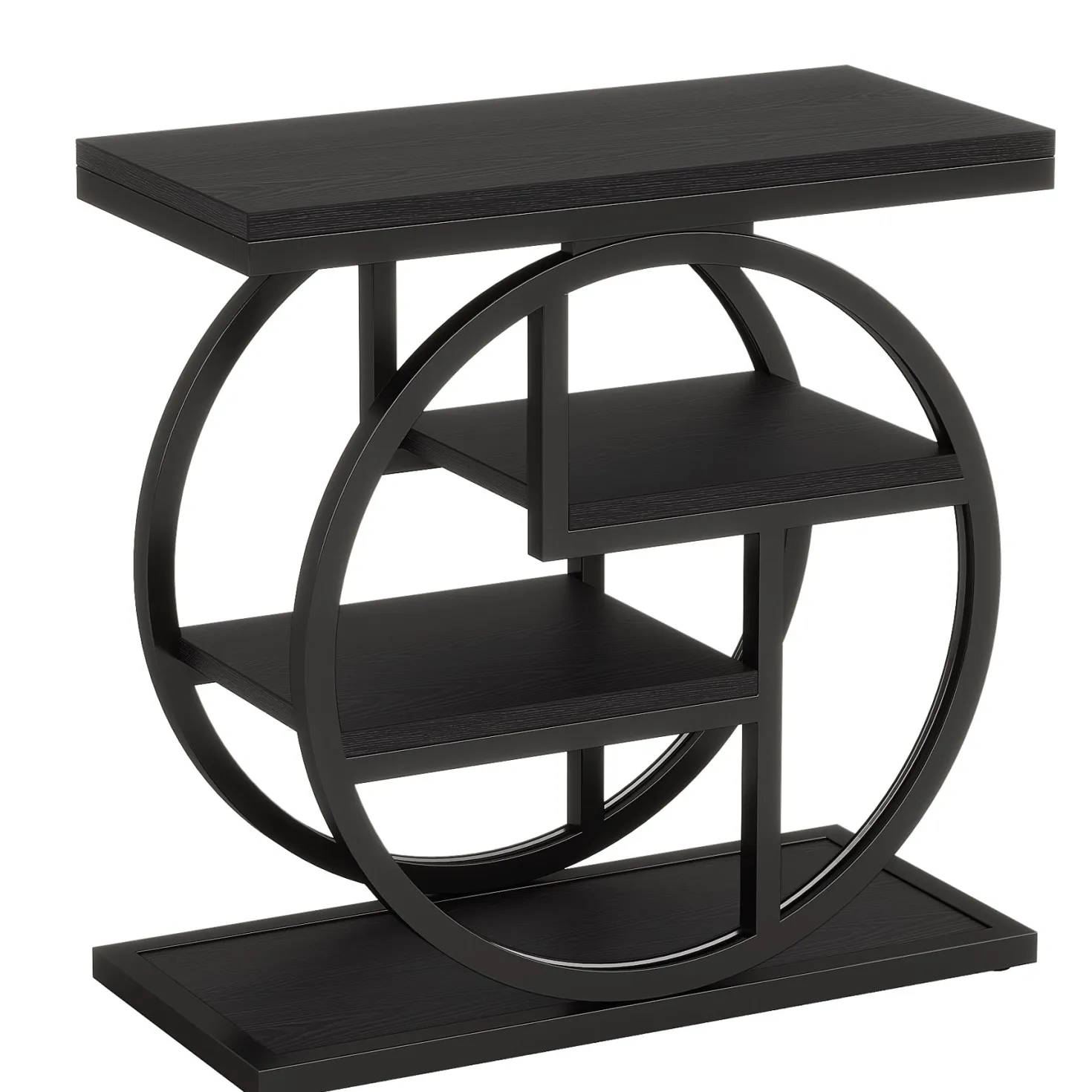 4-Tier End Table, Industrial Side Table with Storage Shelves for Living Room, Bedroom