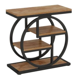 4-Tier End Table, Industrial Side Table with Storage Shelves for Living Room, Bedroom
