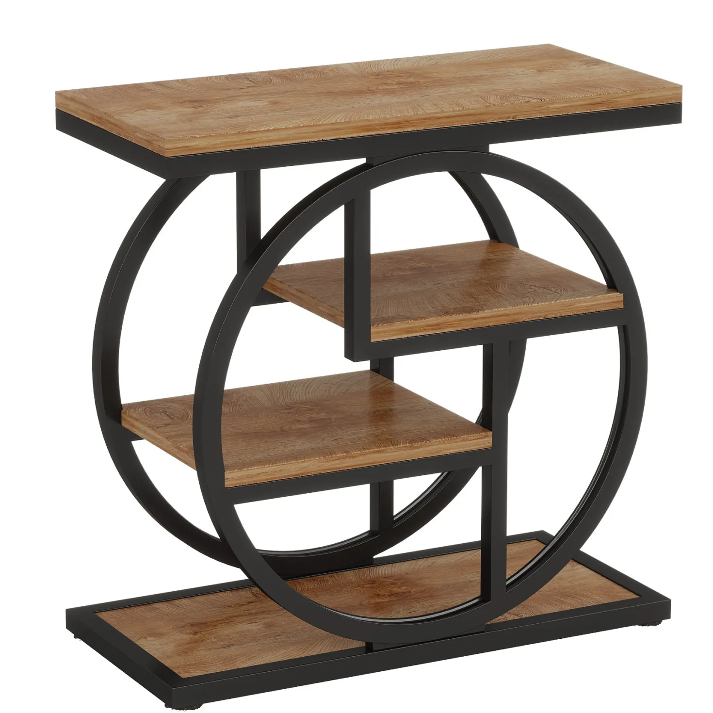 4-Tier End Table, Industrial Side Table with Storage Shelves for Living Room, Bedroom