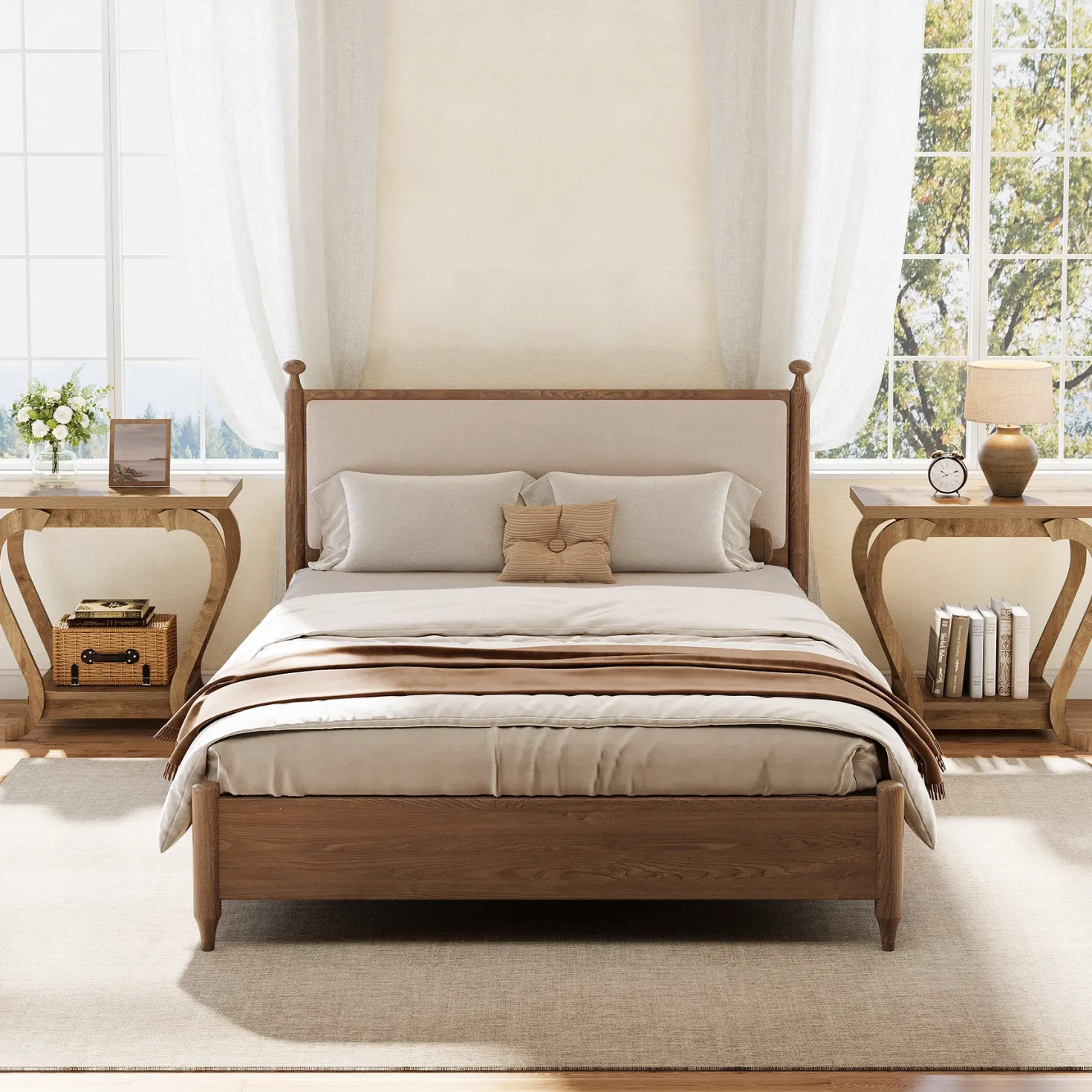 2-Tier End Table, Narrow Accent Side Table with with Storage Shelves