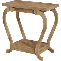 2-Tier End Table, Narrow Accent Side Table with with Storage Shelves
