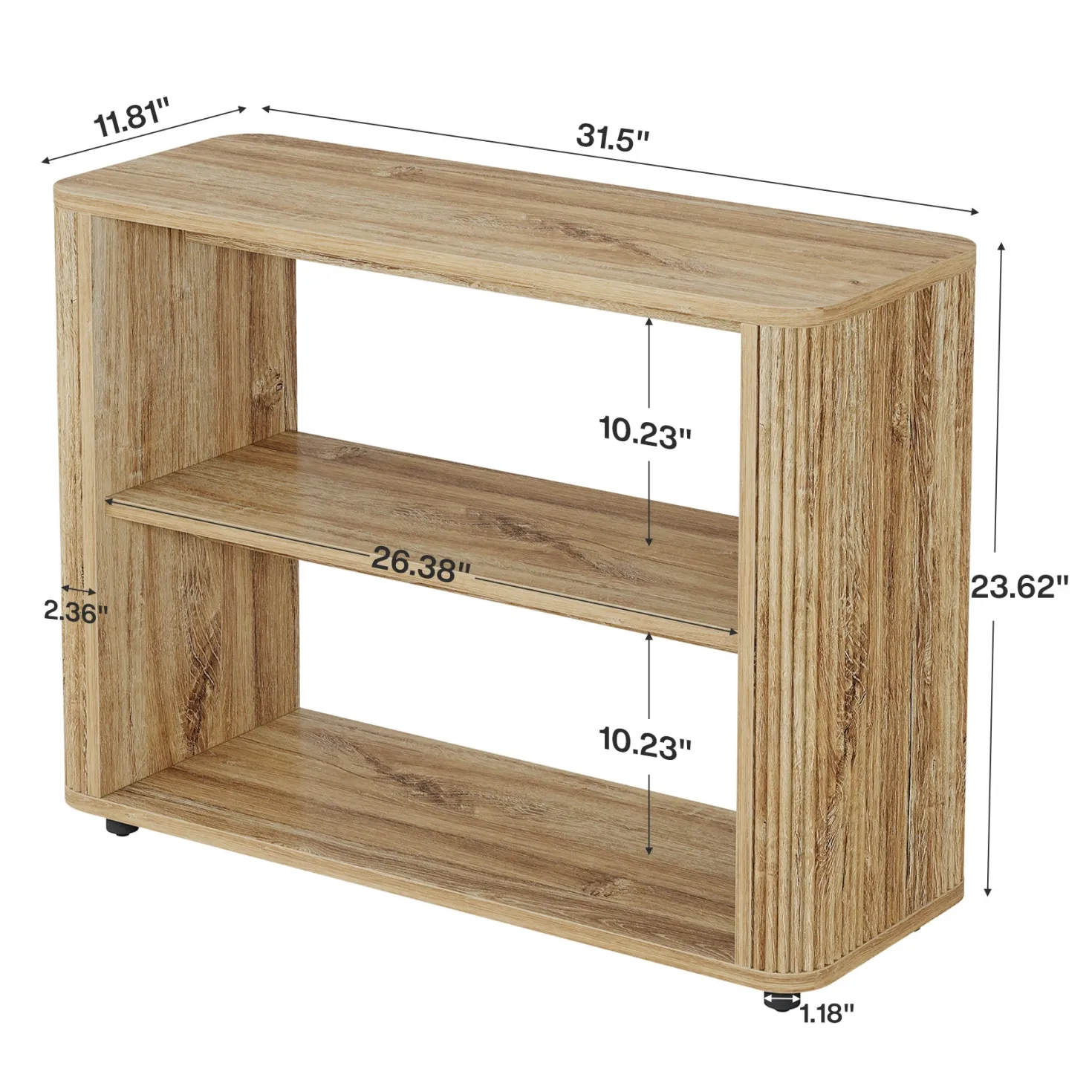 3-Tier End Table, Narrow Side Table Nightstand with Storage Shelves