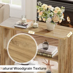 3-Tier End Table, Narrow Side Table Nightstand with Storage Shelves