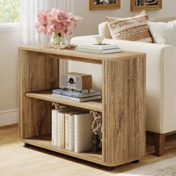 3-Tier End Table, Narrow Side Table Nightstand with Storage Shelves