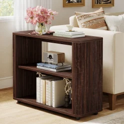 3-Tier End Table, Narrow Side Table Nightstand with Storage Shelves