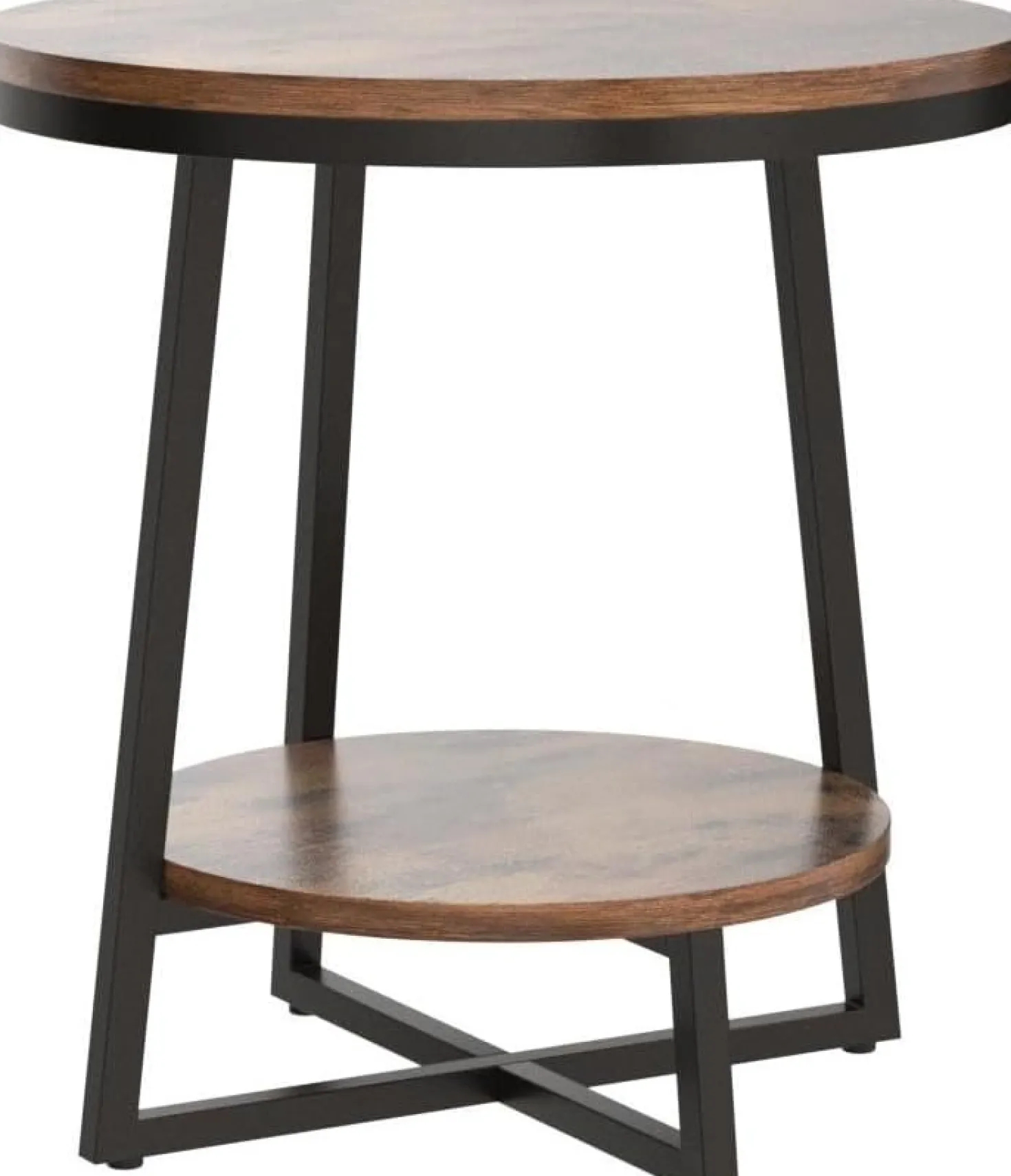 2-Tier End Table, Round Accent Bedside Table with Storage Shelf