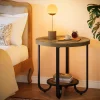 2-Tier End Table, Round Side Table Nightstand with Curved Metal Legs