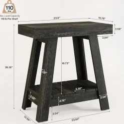 2-Tier End Table, Slim Sofa Side Table with Storage