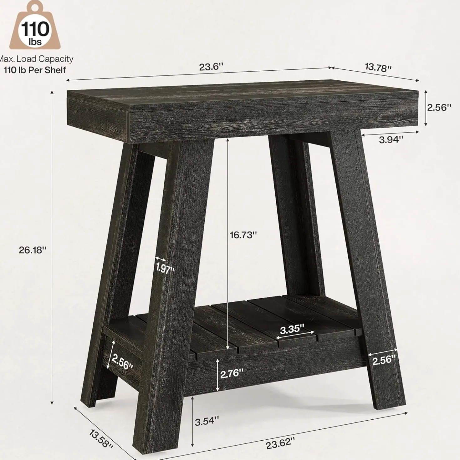 2-Tier End Table, Slim Sofa Side Table with Storage