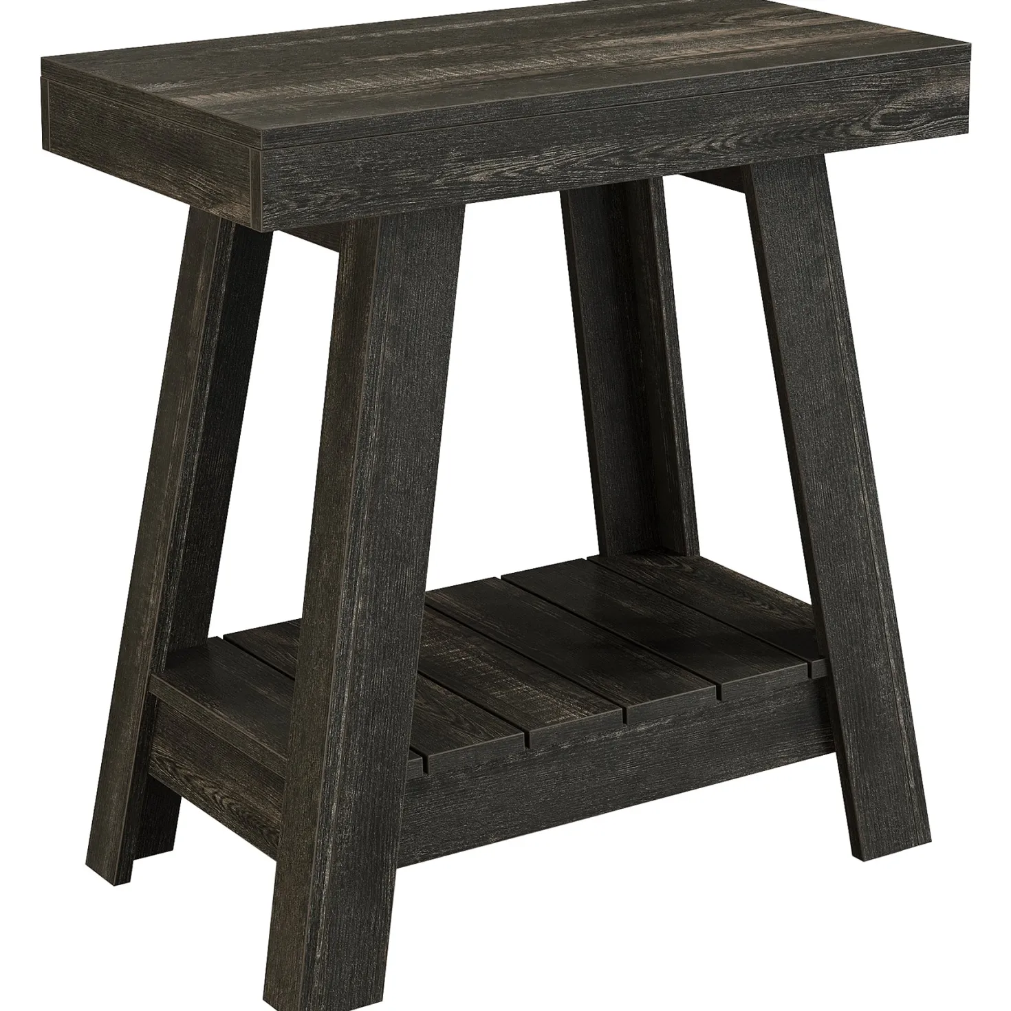 2-Tier End Table, Slim Sofa Side Table with Storage