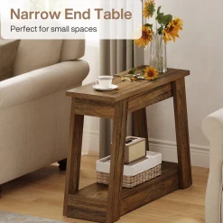 2-Tier End Table, Small Side Table With 2 Storage Shelves for Living Room