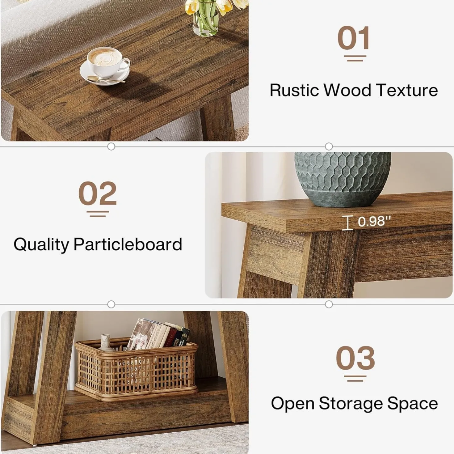 2-Tier End Table, Small Side Table With 2 Storage Shelves for Living Room