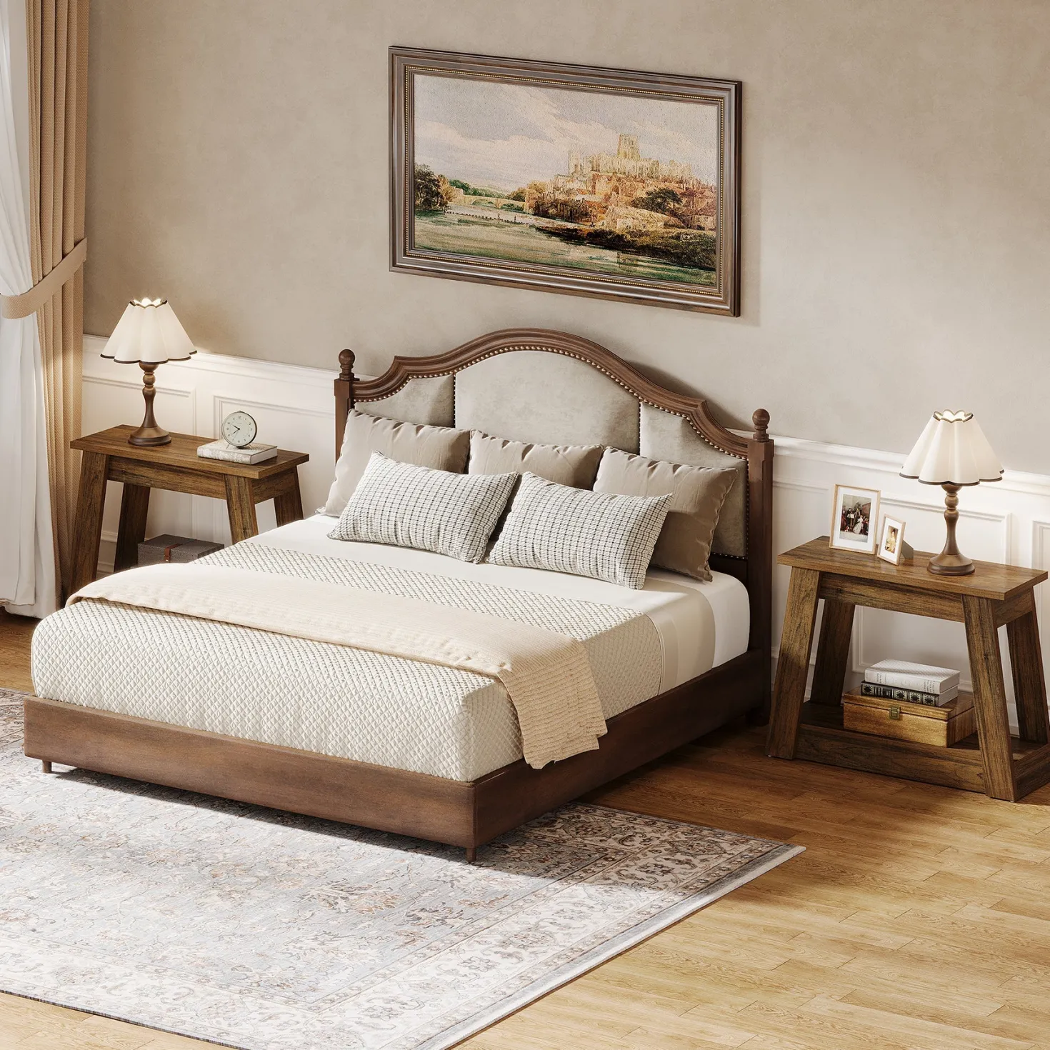 2-Tier End Table, Small Side Table With 2 Storage Shelves for Living Room