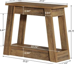 2-Tier End Table, Small Side Table With 2 Storage Shelves for Living Room