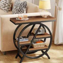 4-Tier End Table, Small Side Table Snack Table with Storage Shelves