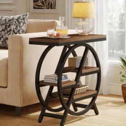 4-Tier End Table, Small Side Table Snack Table with Storage Shelves