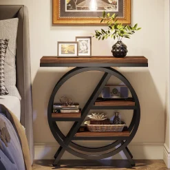 4-Tier End Table, Small Side Table Snack Table with Storage Shelves