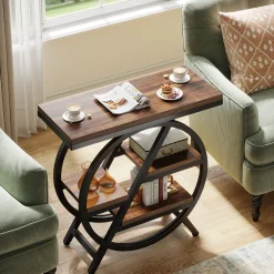 4-Tier End Table, Small Side Table Snack Table with Storage Shelves