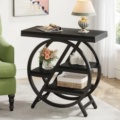 4-Tier End Table, Small Side Table Snack Table with Storage Shelves
