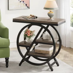 4-Tier End Table, Small Side Table Snack Table with Storage Shelves