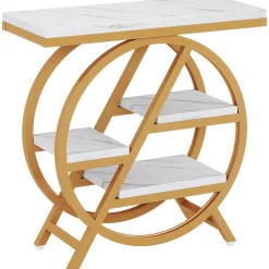4-Tier End Table, Small Side Table Snack Table with Storage Shelves
