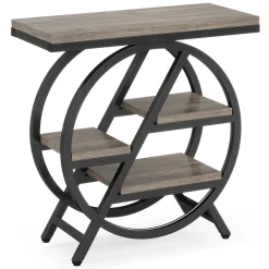 4-Tier End Table, Small Side Table Snack Table with Storage Shelves