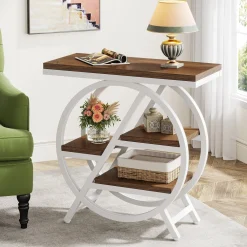 4-Tier End Table, Small Side Table Snack Table with Storage Shelves