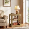 3-Tier End Table with Storage Shelves, Rustic Brown Side Table for Living Room and Bedroom