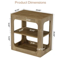 3-Tier End Table with Storage Shelves, Rustic Brown Side Table for Living Room and Bedroom