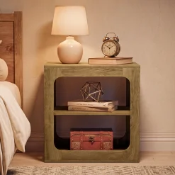 3-Tier End Table with Storage Shelves, Rustic Brown Side Table for Living Room and Bedroom