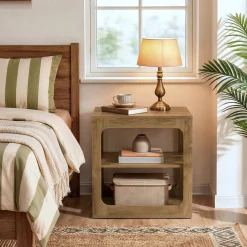 3-Tier End Table with Storage Shelves, Rustic Brown Side Table for Living Room and Bedroom