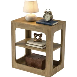 3-Tier End Table with Storage Shelves, Rustic Brown Side Table for Living Room and Bedroom