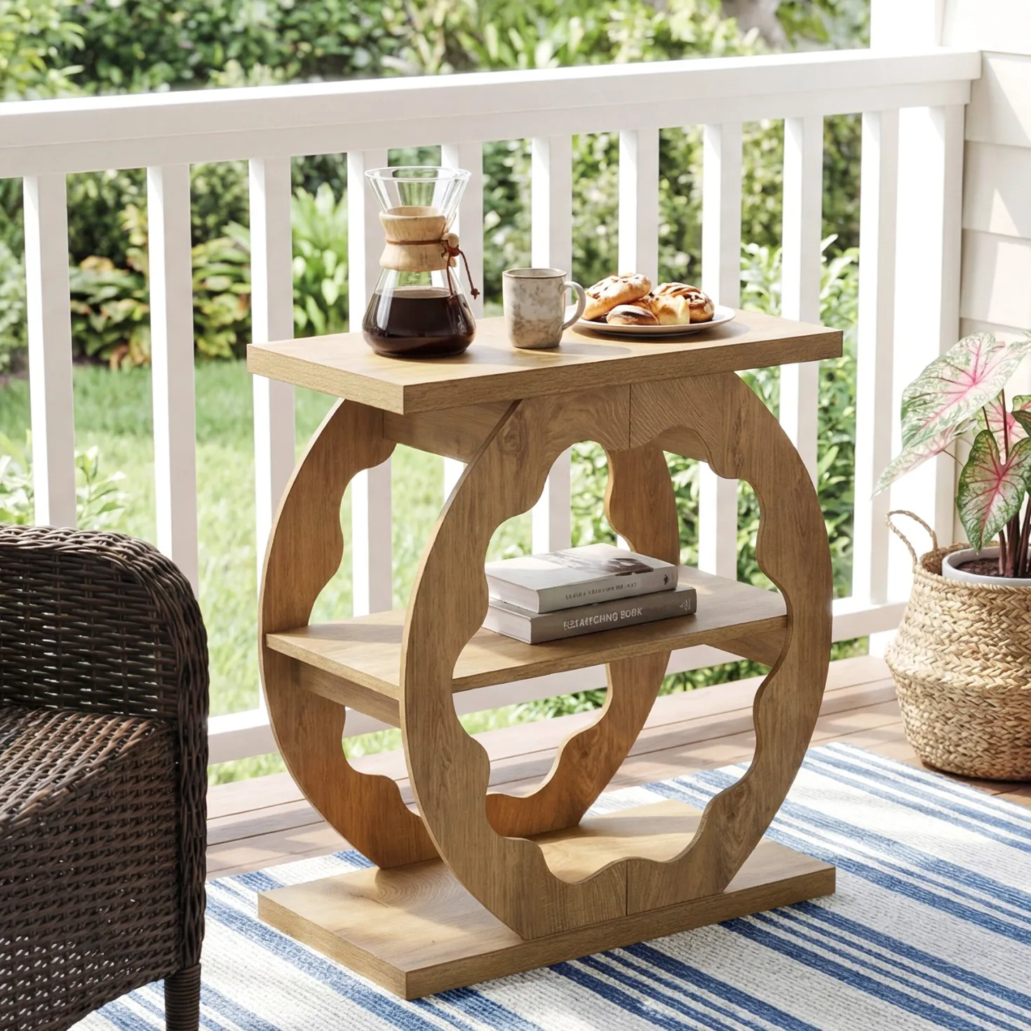 3-Tier End Table with Storage Shelves, Narrow Side Table for Living Room