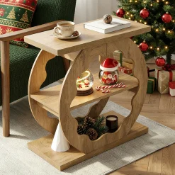 3-Tier End Table with Storage Shelves, Narrow Side Table for Living Room