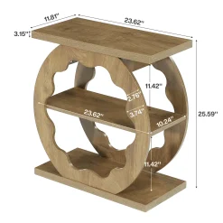 3-Tier End Table with Storage Shelves, Narrow Side Table for Living Room
