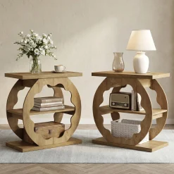 3-Tier End Table with Storage Shelves, Narrow Side Table for Living Room